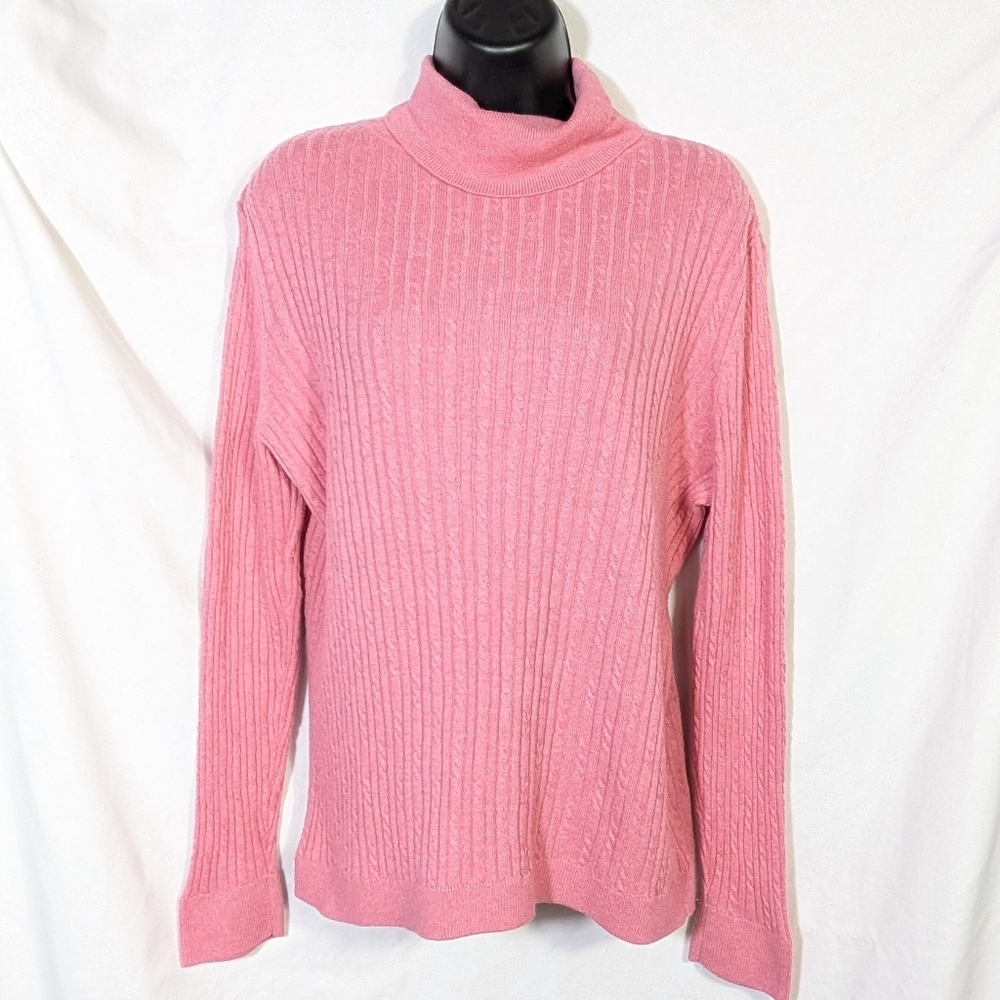 Talbots Pink‎ Turtleneck Ribbed Cotton Blend Sweater, Warm Cozy Fits Like A M***